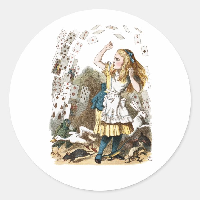 Alice & die Karten Runder Aufkleber (Vorderseite)