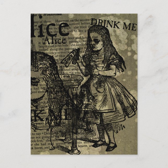 Alice Drink Me Collage Postkarte (Vorderseite)