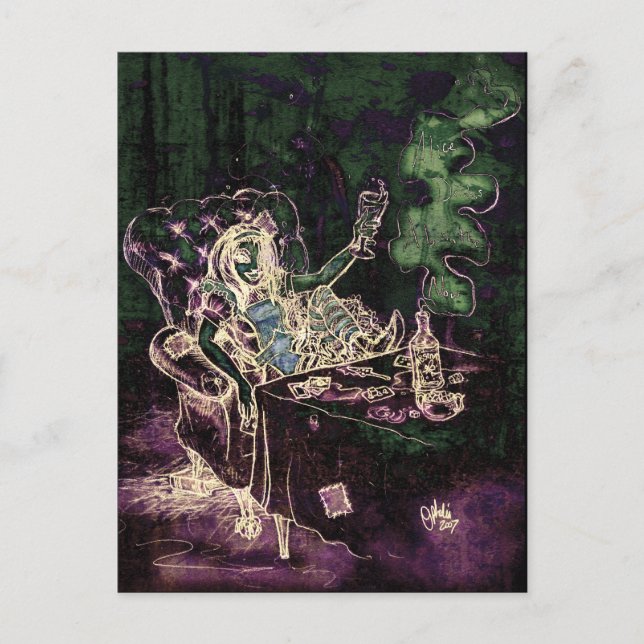 Alice Drinks Absinthe Now (negativ) Postkarte (Vorderseite)