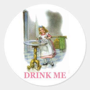 Alice fand einen Schlüssel neben einer Flasche, au Runder Aufkleber