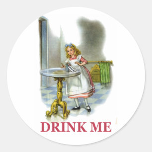 Alice fand einen Schlüssel neben einer Flasche, au Runder Aufkleber