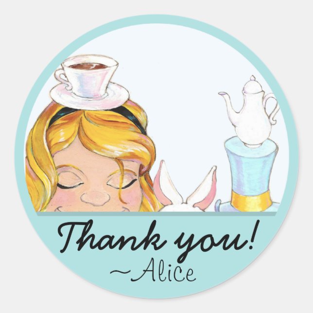 Alice & Friends Blue Tee Party Stickers (Vorderseite)