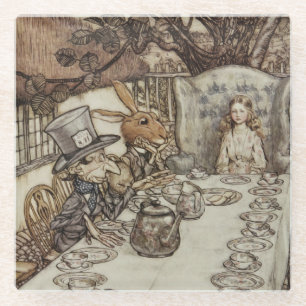 Alice Geburtstag Nicht-Geburtstag Hasen Hutmacher Glasuntersetzer