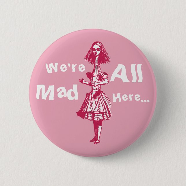 Alice Gestreckt in Wonderland Button (Vorderseite)