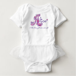 Alice Girls Name & Bedeutung Eine Monogramm-Kleidu Baby Strampler