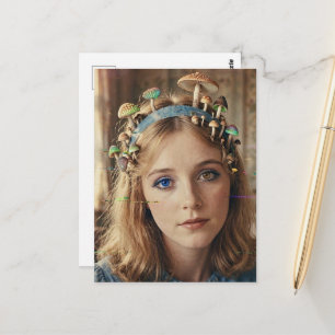 Alice Glitch Pilze auf dem Kopf Postkarte