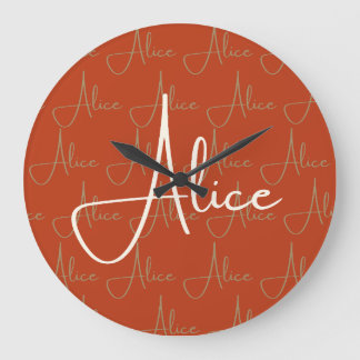 Alice Handwriting Name Pattern Große Wanduhr