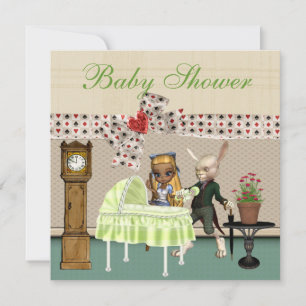 Alice & Hare in Wonderland über Babydusche Einladung