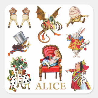 Alice hinter den Spiegeln und Freunde Quadratischer Aufkleber