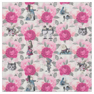 Alice im Winter Wunderland auf Pastel Pink Stoff
