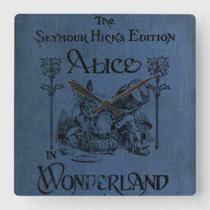 Alice im Wunderland 1905 Buchcover Quadratische Wanduhr