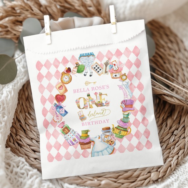 Alice im Wunderland 1. Geburtstag Pink  Geschenktütchen (Von Creator hochgeladen)
