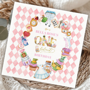 Alice im Wunderland 1. Geburtstag Pink Serviette
