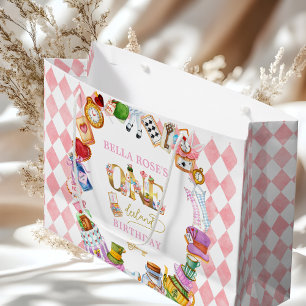 Alice im Wunderland 1. Geburtstag Rosa Große Geschenktüte