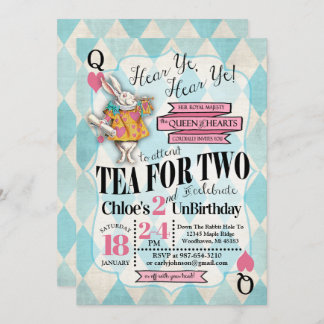 Alice im Wunderland 2. Geburtstag Einladungen