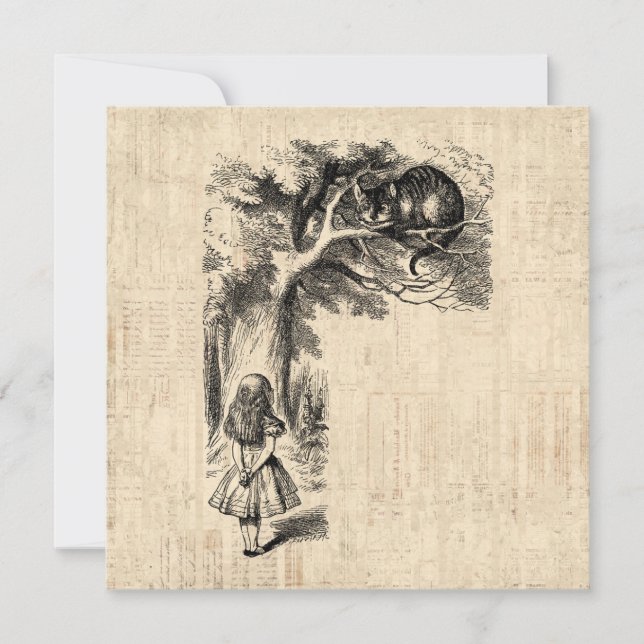 Alice im Wunderland Alice und die Cheshire Cat Einladung (Vorderseite)