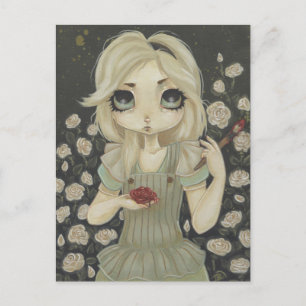 Alice im Wunderland Art Postcard Rose rot Postkarte