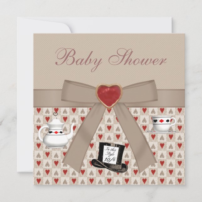 Alice im Wunderland Baby Dusche Tee Party lädt ein Einladung (Vorderseite)