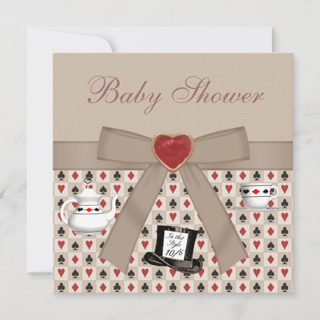 Alice im Wunderland Baby Dusche Tee Party lädt ein Einladung (Vorderseite)