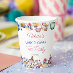Alice im Wunderland Baby Dusche Tee Party Tablewar Pappbecher<br><div class="desc">Alice im Wunderland Baby Dusche Tee Party Geschirr personalisierte Papiertücher,  moderne Aquarell Tee Party themed Brautparty,  Tassen und Soßen,  Teeköpfe und Blume</div>