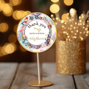 Alice im Wunderland Babydusche Danke Runder Aufkleber