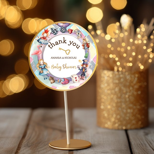 Alice im Wunderland Babydusche Danke Runder Aufkleber (Von Creator hochgeladen)