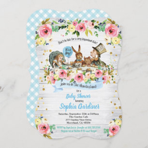 Alice im Wunderland Babydusche Einladung
