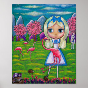 Alice im Wunderland Big Eye Doll Pink Flamingo Poster