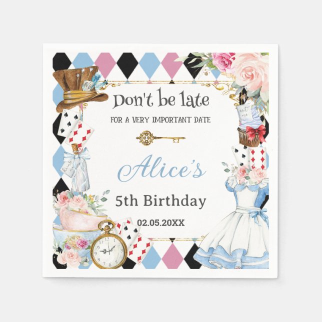 Alice im Wunderland Birthday Tea Party Serviette (Vorderseite)