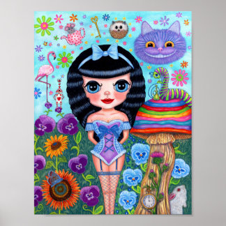 Alice im Wunderland Black Hair Cheshire Katzenkatz Poster