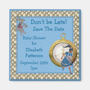 Alice im Wunderland-Blau-Save the Date Baby-Dusche Magnet