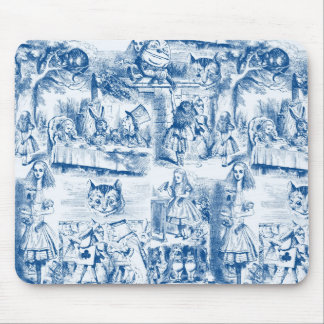 Alice im Wunderland-blaue u. weiße Mühe Mousepad