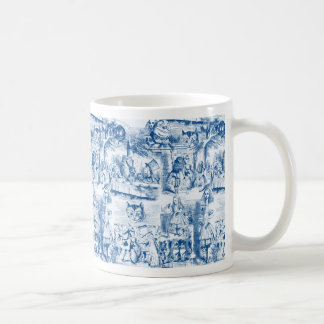 Alice im Wunderland-blaue u. weiße Mühe Tasse