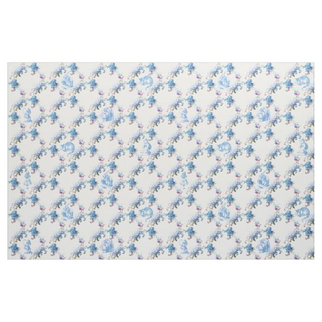 Alice im Wunderland-blaues Blumengewebe Stoff (Fat Quarter (45,7 x 55,9 cm))