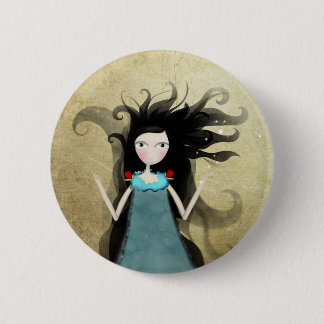 Alice im Wunderland blaues Kleid Rote Blume Schalt Button