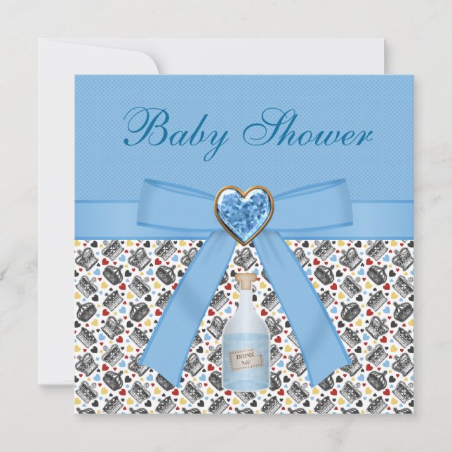 Alice im Wunderland Blue Baby Dusche Tee Party Einladung (Vorderseite)