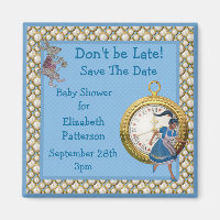 Alice im Wunderland Blue Save the Date Baby Dusche