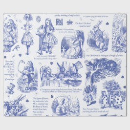 Alice im Wunderland Blue Toile Quotes Geschenkpapier