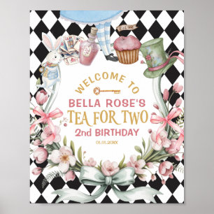 Alice im Wunderland Blumen 2. Geburtstags Willkomm Poster