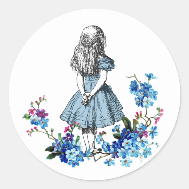 Alice im Wunderland Blumenaufkleber Runder Aufkleber (Vorderseite)