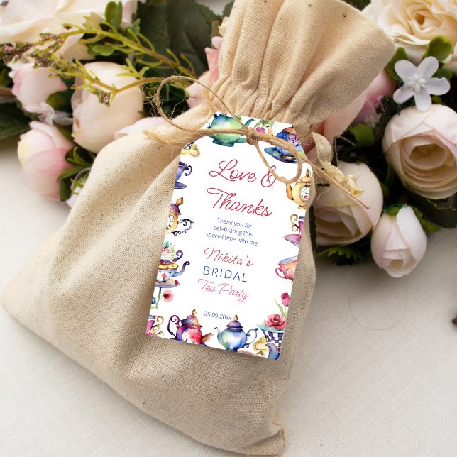 Alice im Wunderland Brautparty Tee Gastgeschenk Geschenkanhänger (Alice in wonderland bridal shower tea party thank you favor gift tags whimsical watercolor elegant)