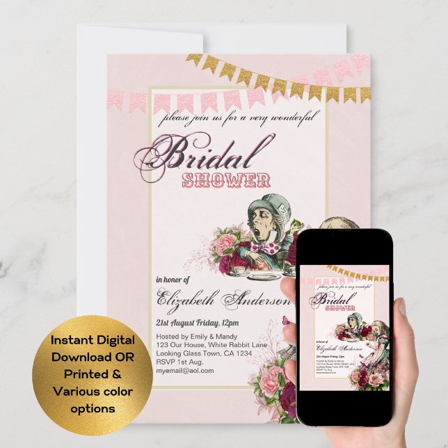 Alice im Wunderland Brautparty Tee Party Einladung (Von Creator hochgeladen)