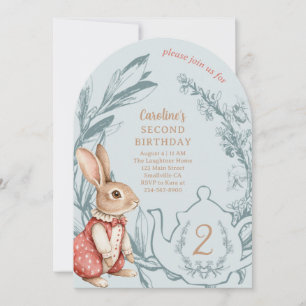 Alice im Wunderland Bunny Tee Zweites Geburtstag Einladung