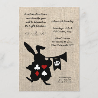 Alice im Wunderland Burlap Tee Party Geburtstag Einladung