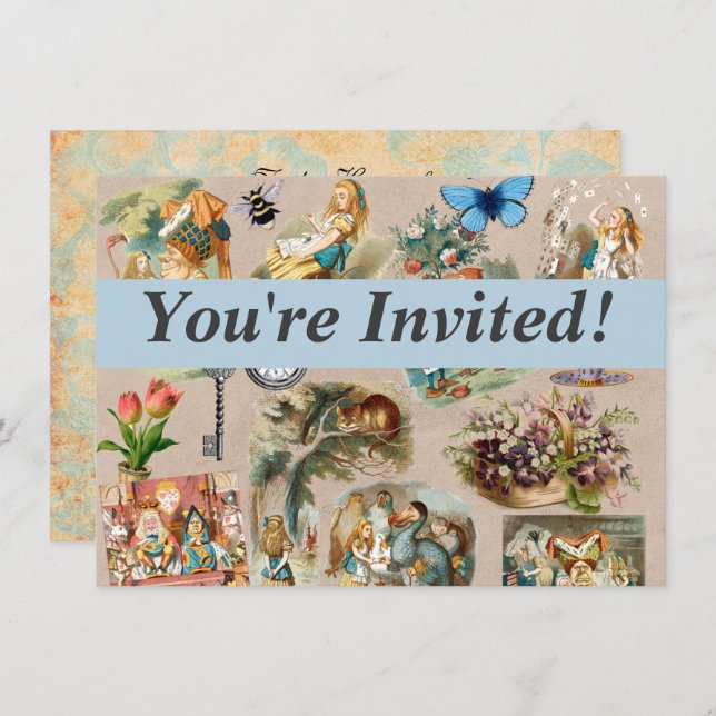 Alice im Wunderland Cheshire Cat Characters Einladung (Vorne/Hinten)