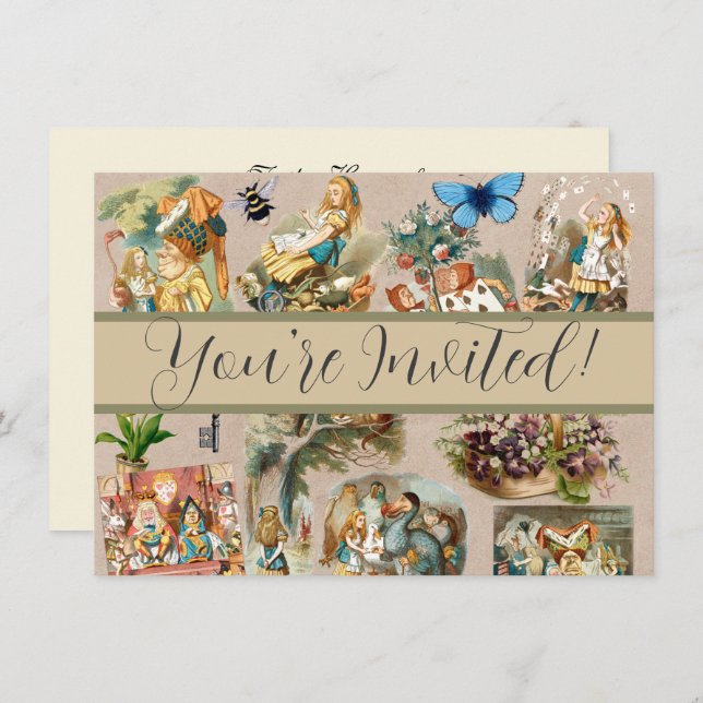 Alice im Wunderland Cheshire Cat Characters Einladung (Vorne/Hinten)