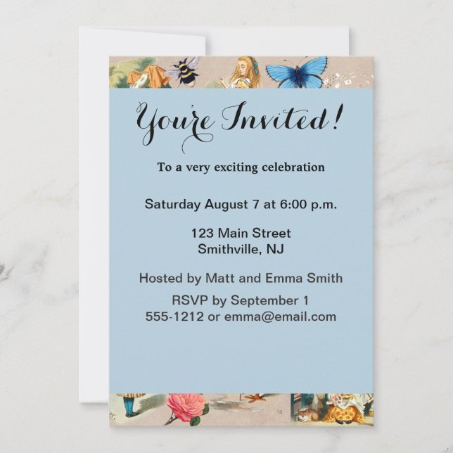 Alice im Wunderland Cheshire Cat Characters Einladung (Vorderseite)