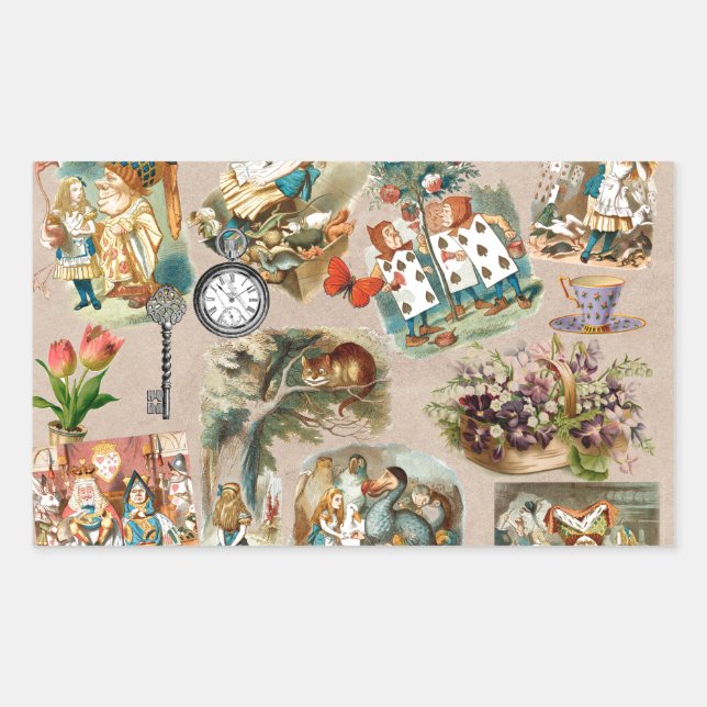 Alice im Wunderland Cheshire Cat Characters Rechteckiger Aufkleber (Vorderseite)