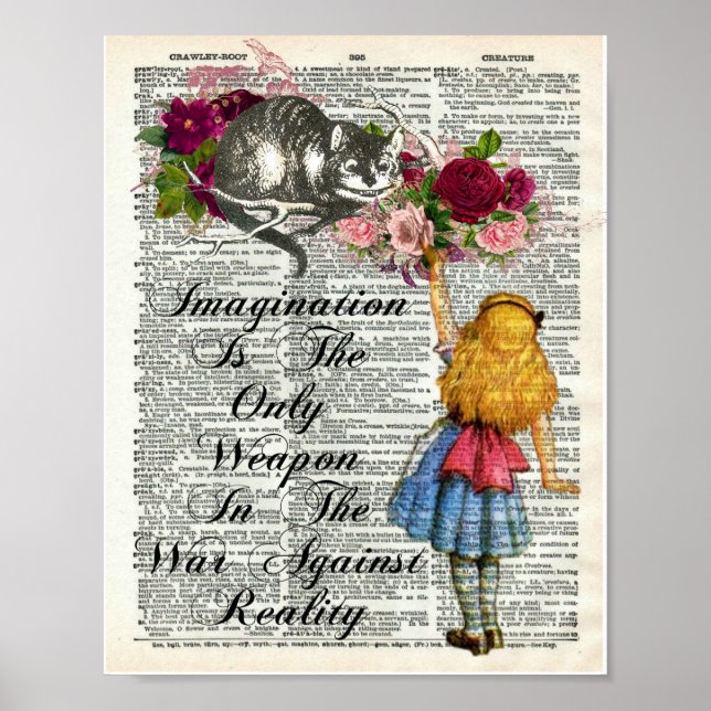 Alice im Wunderland Cheshire Cat Dictionary Art Poster (Vorne)