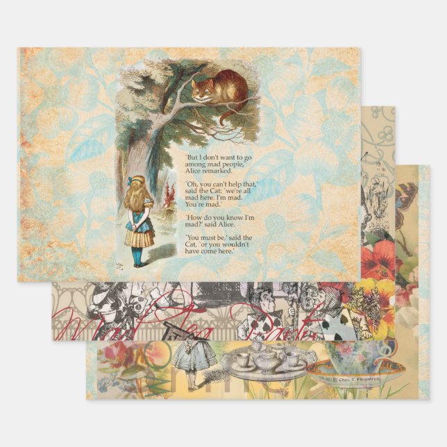 Alice im Wunderland Cheshire Cat Mad Geschenkpapier Set (Set)